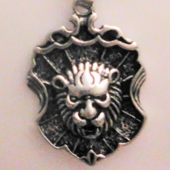 UNISEX Graphic Silver Ancient Medieval LION Shield Design Pendant Necklace - Picture 3 of 5